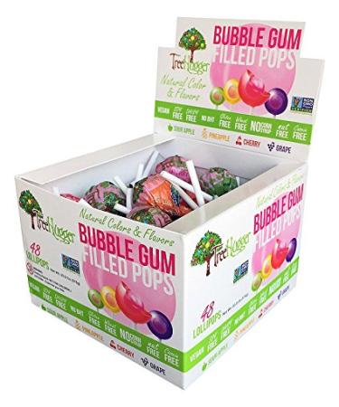 Tree Hugger Bubble Gum Filled Pops Display Box, Great for Big Fun, 48 Count Lollipops Display Box (48 Count)
