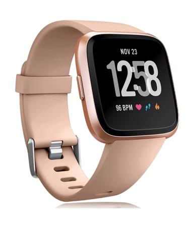 Wepro Replacement Bands Compatible with Fitbit Versa SmartWatch, Versa 2 and Versa Lite SE Sports Watch Band for Women Men, Small, Large Milk Tea Small 5.5"-7.2"