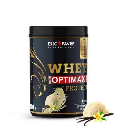 ERIC FAVRE WHEY OPTIMAX PROTEIN +74% Bi-Source Protein: WPC + Patented Protein 17g BCAA 11g Glutamine Low Sweet and Unctuous - Vanill