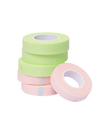GEMERRY 6 Rolls Lash Tape Pink Green Adhesive Fabric Lash Tape for Eyelash Extensions Breathable Micropore Fabric Lash Extension Tape for Individual Eyelash Extensios Tools (3pcs Pink + 3pcs Green) Pink(3pcs)+Green(3pcs)