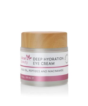 Clean Beauty Deep Hydration Eye Cream with Rose Oil & Niacinamide | Hydrate & Even Skin Tone | Smooth Fine Lines & Wrinkles | USA Made (1 ounce)