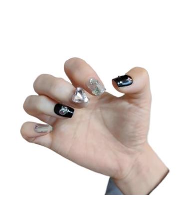 Handmade Wearing Armor Dark Pink Sweet Cool Style Nail Patch Water Diamond(Ultra short M)