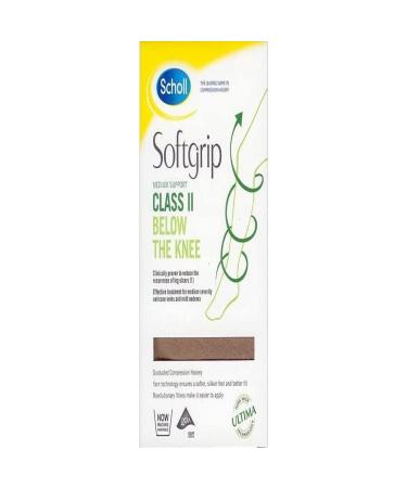 Scholl Softgrip Compression Stockings: Class II: Below Knee Open Toe: Natural: Size M