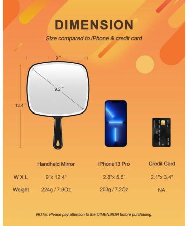 OWBIA Large Hand Mirror with Handle - Salon Barber Hairdressing Tool (12.4 x 9) - Buy Online on GoSupps.com