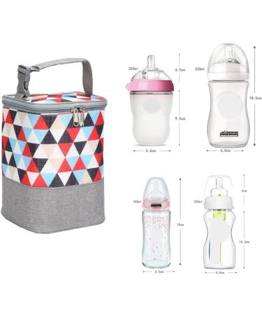 DZOZO Insulated Breast Milk and Baby Bottle Cooler Bag - White Background with Triangular Design - Buy Online on GoSupps.com