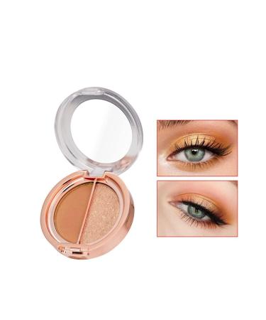 Timipoo Double color eye shadow  high pigment eye makeup palette  matte shimmer metal eye shadow powder  waterproof and durable color eye shadow (04Golden brown)