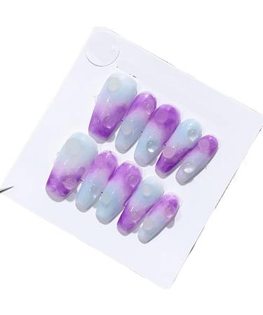 Handmade Long and Short Nail Patches for Artificial Nail Enhancement(Color:19525 Size:XS)