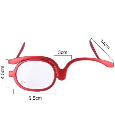 Buy Sonew Make-Up Glasses with Magnification - Rotatable Unique Lens for Enlarged Eyes | Essential Beauty Tool for Women (Red 150) - Buy Online on GoSupps.com