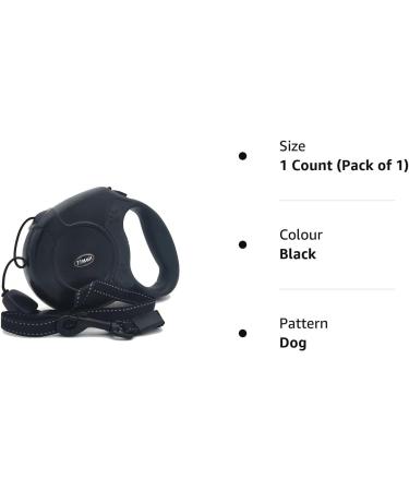 Retractable Dog Leads 26ft Pet Adjustable Leash for Small Medium Large Dogs Up to 49.8Kg (Black) - Buy Online on GoSupps.com