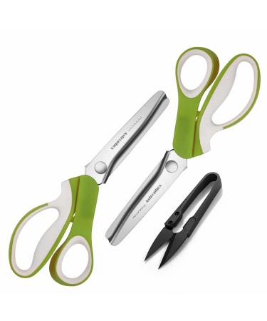 Pinking Shears Scissors for Fabric 2-Piece Bundle of Zig Zag Scissors &  Scalloped Pinking Shears  100% Stainless Steel Sewing Pinking Shears for Fabric  Cutting Ideal Craft Scissors Decorative Edge Zigzag and