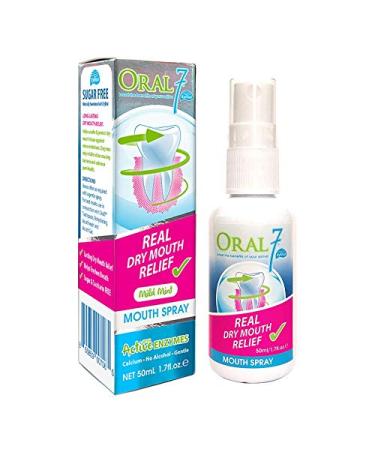 Oral7 Dry Mouth Spray Containing Enzymes with Xylitol, Moisturizing Mouth Spray Dry Mouth Relief, Promotes Gum Health and Fresh Breath, Oral Care and Dry Mouth Products 1.7 fl.oz