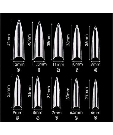 600 Pcs XXL Stiletto Nail Tips - Clear Half Cover Acrylic False Nails for Salon & Home Use - Buy Online on GoSupps.com
