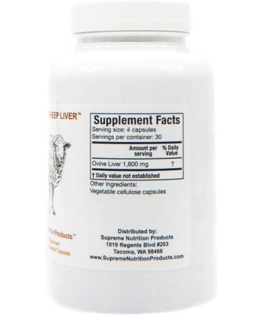 Supreme Nutrition Grass Fed Sheep Liver 120 Pure Ovine Liver Capsules 120 Count (Pack of 1) - Buy Online on GoSupps.com