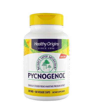 Healthy Origins Pycnogenol 100mg Pine Bark Extract with Procyanidins 60 Vegan Capsules Lab Tested SOYA Free Gluten Free Vegetarian Non GMO - Buy Online on GoSupps.com