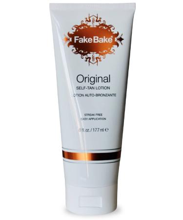 Fake Bake Original Self-Tanning Lotion Lasting Natural Looking Sunless Tanner For All Skin Tones Women & Men - Streak Free, Flawless Glow Includes Gloves For Easy Application - 6 oz 6 Fl Oz (Pack of 1)