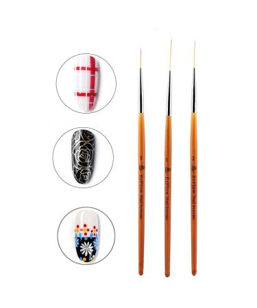 Nail Liner Brush Set - 3 Pieces Nail Art Drawing Tools for Fine Details Patterns & Flowers - International Shipping Available - Buy Online on GoSupps.com