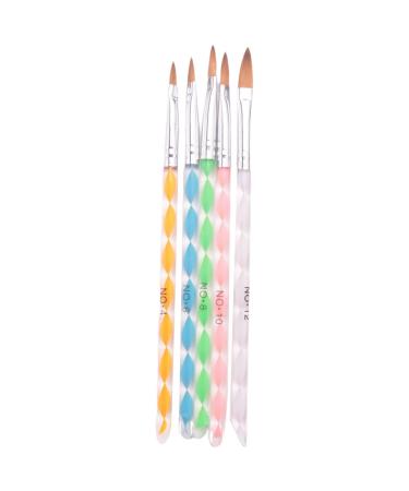 ecaqlin 5pcs Acrylic Nail Art UV Gel Carving Pen Brush Liquid Powder DIY No. 4/6/8/10/12