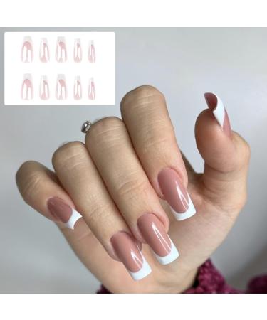 Ruarby 24x/Box Full Cover False Nails French Tip False Nails White French Press On Nails Artificial Nails Manicures Supplies - Buy Online on GoSupps.com