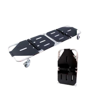 Emergency Rescue 4 Wheels Stretcher with 2 Seat Belt Aluminum Alloy Flat Foldable Stretcher Suitable for Patient Transport Maximum Load Bearing 350lb