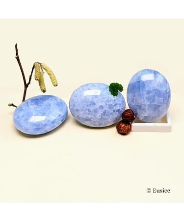Buy Eusice Blue Calcite Natural Stone - Handmade Healing & Relaxation Gem for Wellness Meditation & Yoga | 100g-150g Ethical High-Quality - Buy Online on GoSupps.com