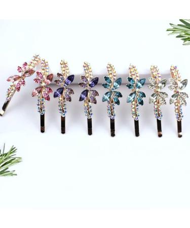 WHITEBRIDGE 8pcs Contracted Fashion Water Drop Leaf  Hairpin Bobby Pins Metallic Barrettes Hair Clips For Women Girls Gem Salix Leaf