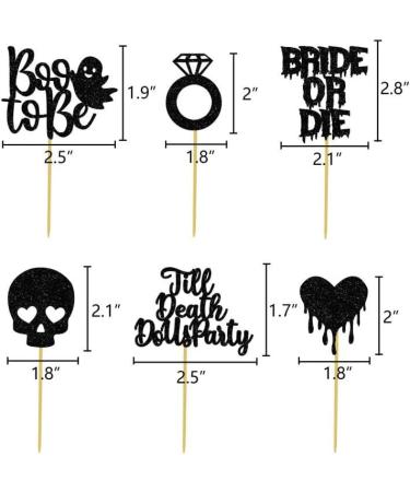 Halloween Bachelorette Cupcake Topper Boo To Be Ring Bride Or Die Skull Heart Blood Glitter Food Picks Horror Ghost Engagement Party Decorations Black - Buy Online on GoSupps.com