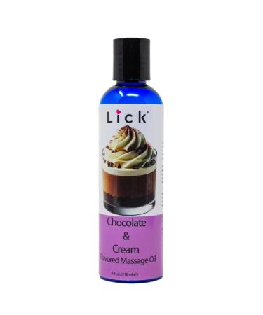 Lick Chocolate and Cream Flavored Massage Oil with Vitamin E - Edible Flavored Oil - Perfect Massage Oils for Romantic Date Night Ideal for Couples Enjoyment Women's Body Care 4 oz