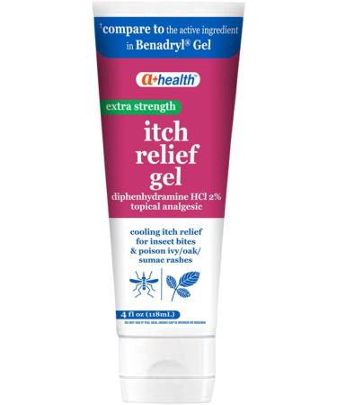 A+Health Extra Strength Itch Relief Gel, Diphenhydramine HCl 2% Topical Analgesic, Made in USA, 4 Ounces, Clear - Buy Online on GoSupps.com