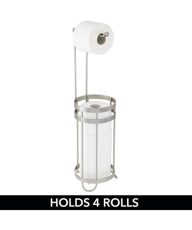 mDesign Metal Toilet Paper Holder Stand with Storage - Holds 3 Spare Rolls - Satin Finish - Buy Online on GoSupps.com