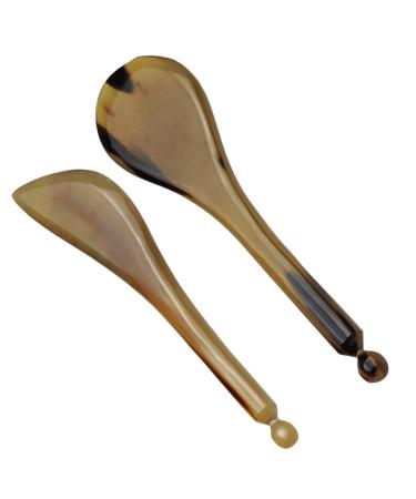 Gleavi face 2 pieces of tendon hand tools guasha tool for facial massage acupressure pencil scandal stabic horn manual body care tool acupuncture point care stick