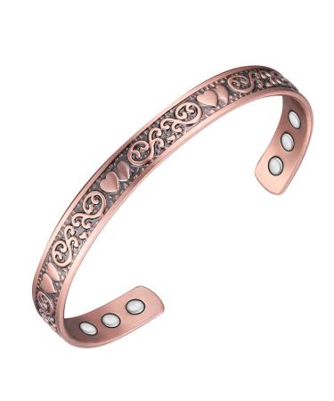 Vicmag Copper Magnetic Products for Women 99.99% Solid Pure Copper 6X Ultra Strength Magnets Adjustable Size with Gift Box (Love Heart)