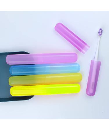Quesuc Toothbrush Etui - 4 Pack Portable Plastic Storage Box for Travel & Camping | Color-Coded Toothbrush Covers - Buy Online on GoSupps.com