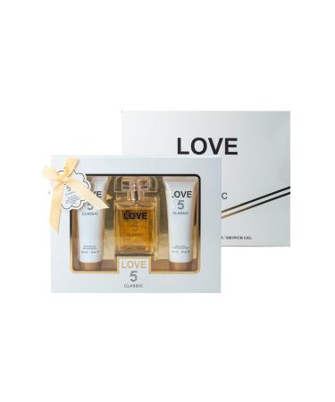 Love 5 Classic Perfume Gifts Sets for Women Eau De Parfum (3.4 fl oz) Body Lotion (3.0 fl oz) Shower Gel (3.0 fl oz) Our Impression of Channel No. 05 Secret (Pack of 3)