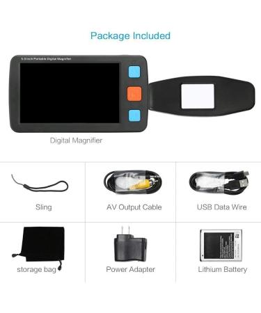 Portable Digital Magnifier 5 inch handheld digital magnifier portable reading aid with LED light 3X-42X amplification 17 color modes LCD monitor suitable for the elderly child poor vision reading  - Buy Online on GoSupps.com