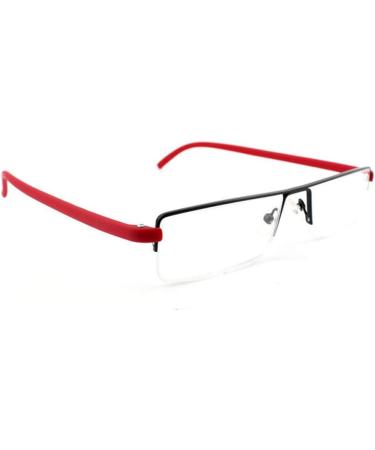 Ultra-Light TR90 Reading Glasses for Men & Women - Classic Metal Visual Aid in Red (+2.0) - Includes Case & Cleaning Cloth - Buy Online on GoSupps.com