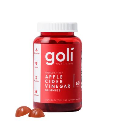 Goli Apple Cider Vinegar Gummy Vitamins - 60 Count - Vitamins B9 & B12, Gelatin-Free, Gluten-Free, Vegan & Non-GMO