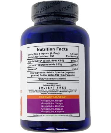 C60live C60 Complete with Black Seed Oil & Curcumin | Antioxidant Supplement for Longevity & Cognitive Function | 150 Gel Capsules - Buy Online on GoSupps.com