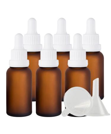 Zeoabsy 6 pieces 30 ml frosted brown las pipette bottle with white originality lock pipette ring empty clear glass bottle glass pipette drip bottle for essential oils aromatherapy 30ml brown
