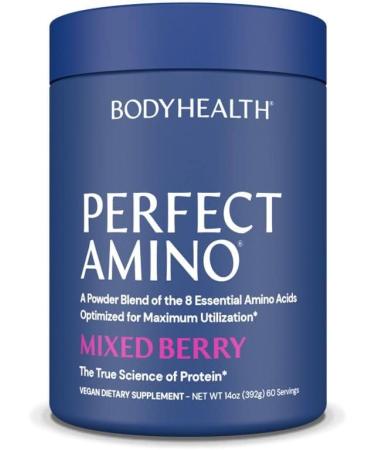 BodyHealth PerfectAmino XP Mixed Berry (60 Servings) Best Pre/Post Workout Recovery Drink, 8 Essential Amino Acids Energy Supplement with 50% BCAAs, 100% Organic, 99% Utilization (Packaging May Vary) 60 Servings (Pack of 1)