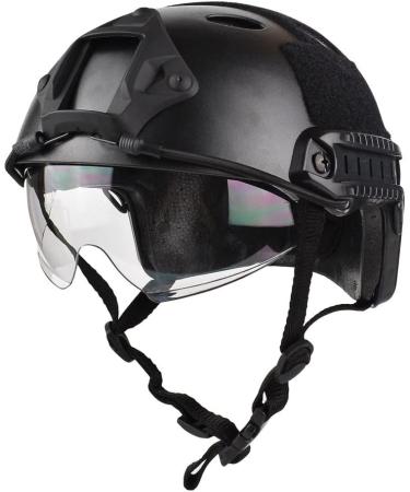 CMAIR4U Airsoft PJ Tactical Fast Helmet with Visor Goggles - Black - Buy Online on GoSupps.com
