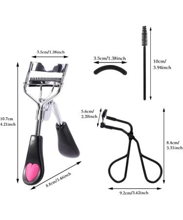 4 in 1 Eyelash Curler Kit for Women - Black Lash Curler Comb Eyebrow Brush & 4 Refill Pads for Perfect Curved Eyebrows - Buy Online on GoSupps.com
