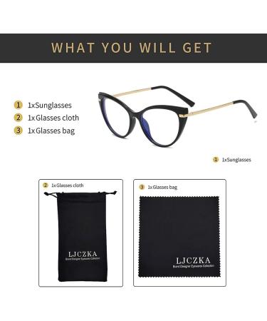 LJczka Cat Eyes Blue Light Blocking Glasses for Women - Retro Style Ideal for PC TV & Mobile Use - Black Frame - Buy Online on GoSupps.com