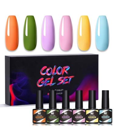 Nail Polish Gel 6Pcs/Set x8.5ml Soak Off Gel UV LED Semi Permanent Varnish for Nail Art 100Colors for Base Top Coat Gifts - (Color: STE8)