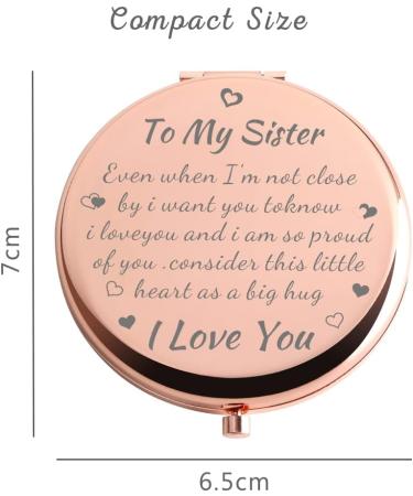 Sister Gifts: Rose Gold Compact Mirror - Birthday, Graduation, Wedding, Valentine's, Thanksgiving Gift Ideas for Sister Bestie - Buy Online on GoSupps.com
