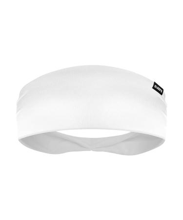 Solid Headband for Men and Women - Sports Sweatband - Workout  Football  Running  Yoga - Lightweight & Quick Dry Basic White