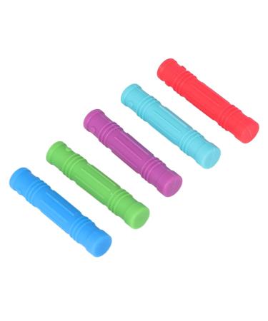 Premium Silicone Baby Bite Ring Set - 5 Soft Safe Handle Teething Toys Biting Sticks & Pencil Holders for Infant Strength Training - Buy Online on GoSupps.com