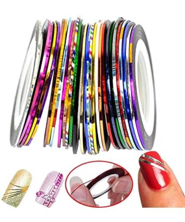 Tvoip 64 Rolls Nail Striping Tape Set | 32 Colors + 2 Tape Dispensers | Nail Art Decoration Stickers - Buy Online on GoSupps.com