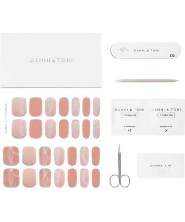 DANNI & TONI Sweet Tea Gel Nail Stickers Set - 28 Semi-Cured Salon-Quality Nail Wraps | Marble Pattern Manicure Strips with Shimmer Powder - Self-Adhesive and Soft - Buy Online on GoSupps.com
