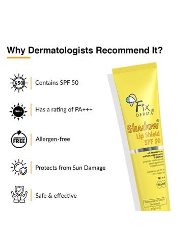 Buffo Shadow SPF 50 Lip Shield | Lip Balm SPF 50 with Theobroma Cacao Seed Butter Virgin Coconut Oil & Glutathione | Prevents Pigmentation & Sun Damage | PA+++ Sun Protector UVA & UVB - 15gm - Buy Online on GoSupps.com