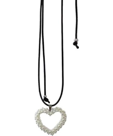 Oralgos Adjustable Black Rope Necklace with Pearls & Heart Fans - Stylish Choker for Girls - Fashionable Collarbone Chain - Buy Online on GoSupps.com